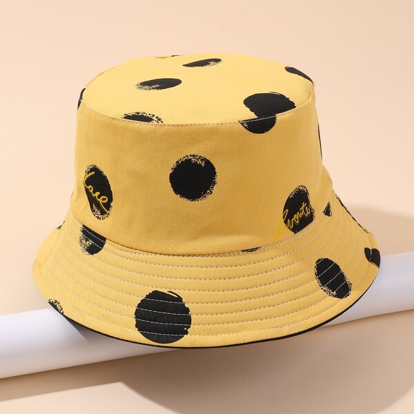 

Polka Dot Print Bucket Hat, Yellow