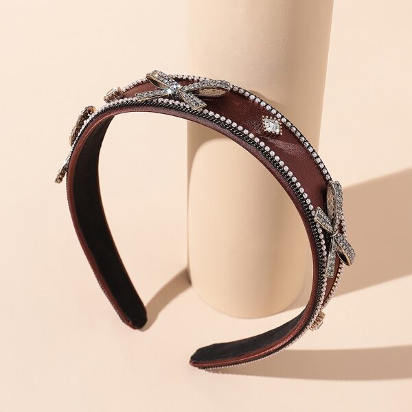 

Rhinestone Decor Hair Hoop, Coffee brown