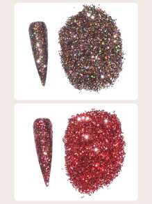 6包美甲閃亮粉末和1入組刷