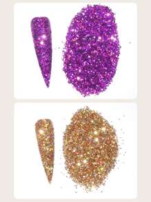 6包美甲閃亮粉末和1入組刷