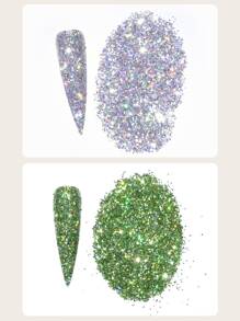 6包美甲閃亮粉末和1入組刷