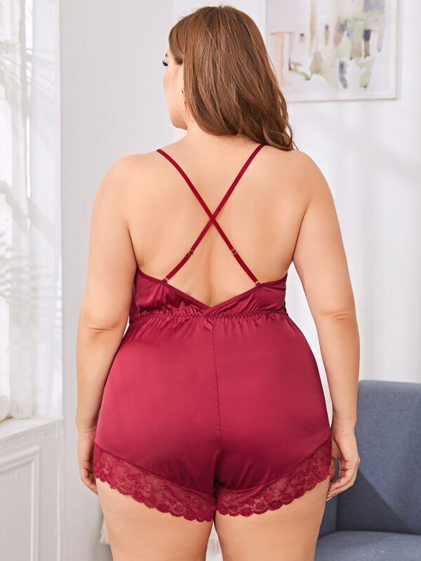 satin lace romper bodysuit pyjamas