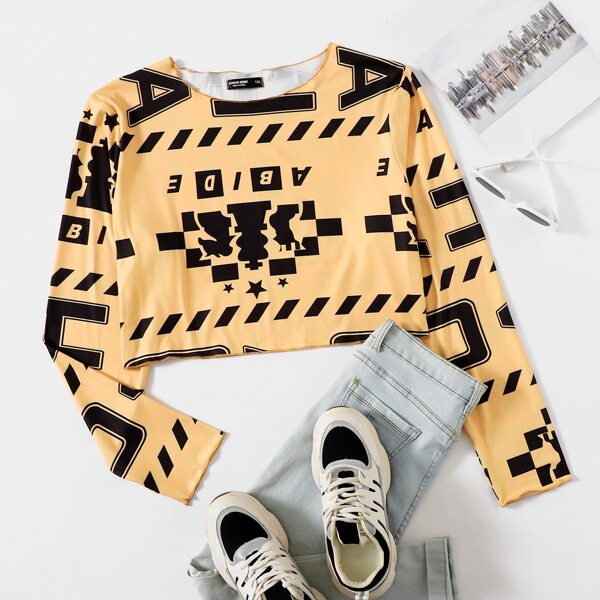 

Plus Letter Graphic Crop Tee, Multicolor