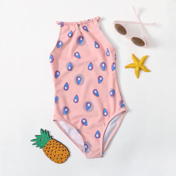 

Toddler Girls Allover Graphic One Piece Swimsuit, Pink