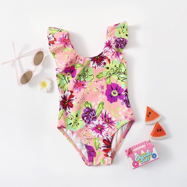 

Baby Girl Floral Ruffle One Piece Swimsuit, Multicolor