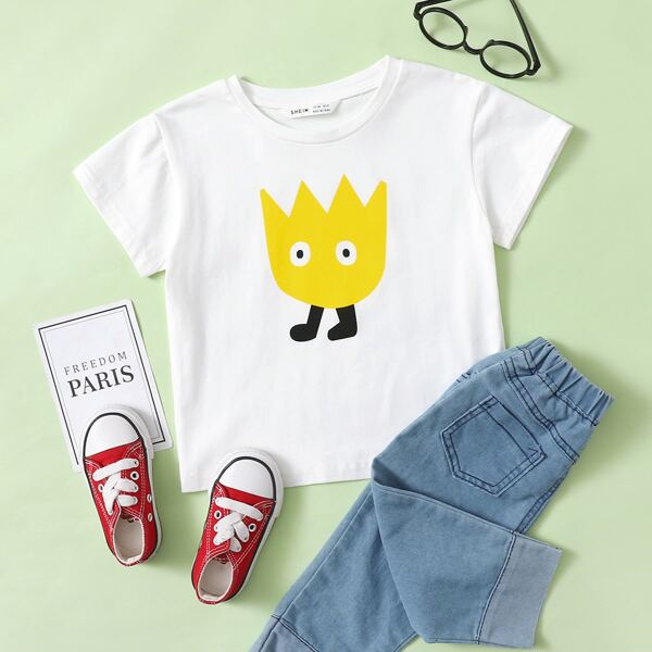

Toddler Boys Cartoon Graphic Top, White