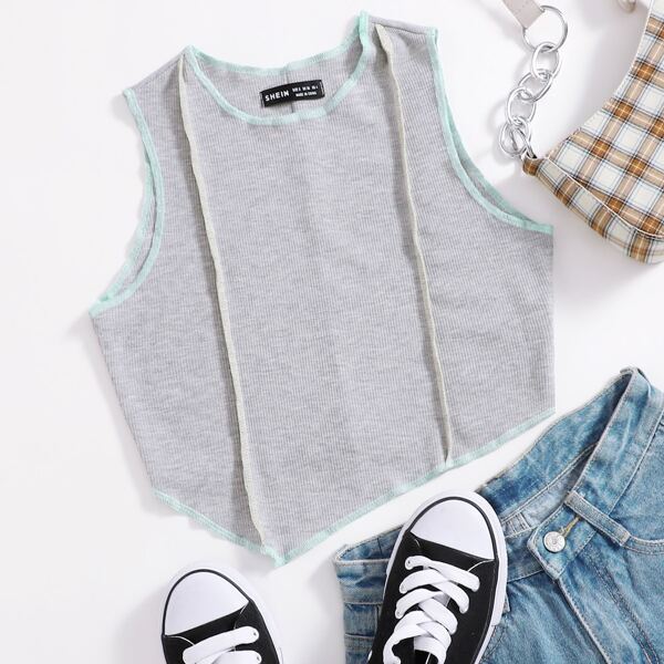 

Asymmetrical Hem Tank Top, Light grey