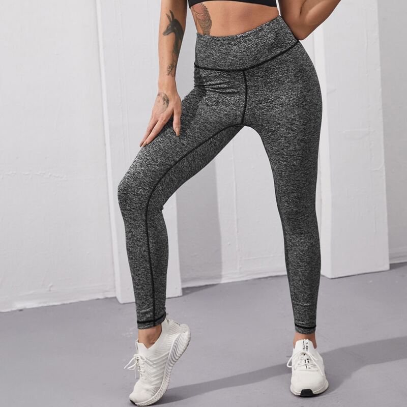 

Space Dye Top-stitching Sports Leggings, Dark grey