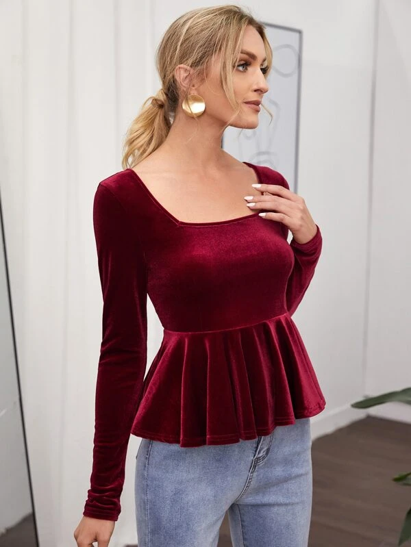 velvet peplum top
