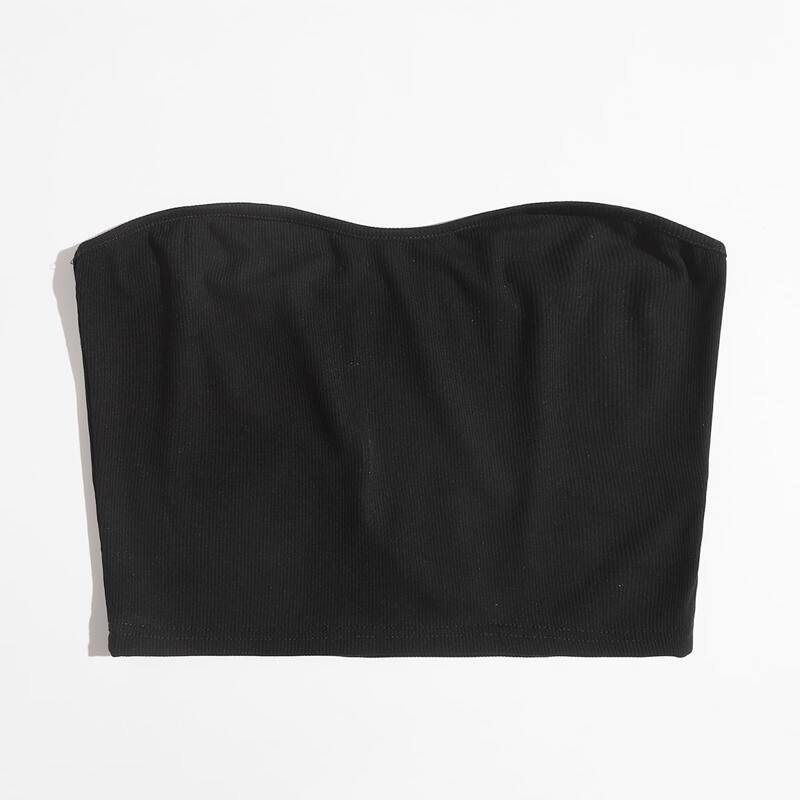 

Solid Crop Tube Top, Black