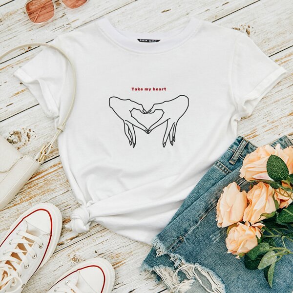 

Figure & Slogan Graphic Tee, White