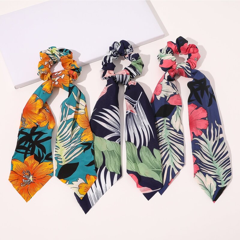 

3pcs Floral Print Scrunchie Scarf, Multicolor