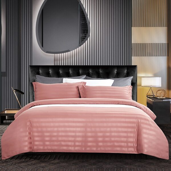 

Striped Pattern Duvet Cover Set Without Filler, Dusty pink