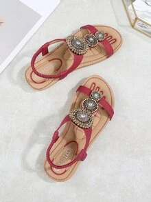 Rhinestone Decor Sandals - Red - View 2