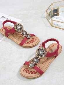 Rhinestone Decor Sandals - Red - View 3