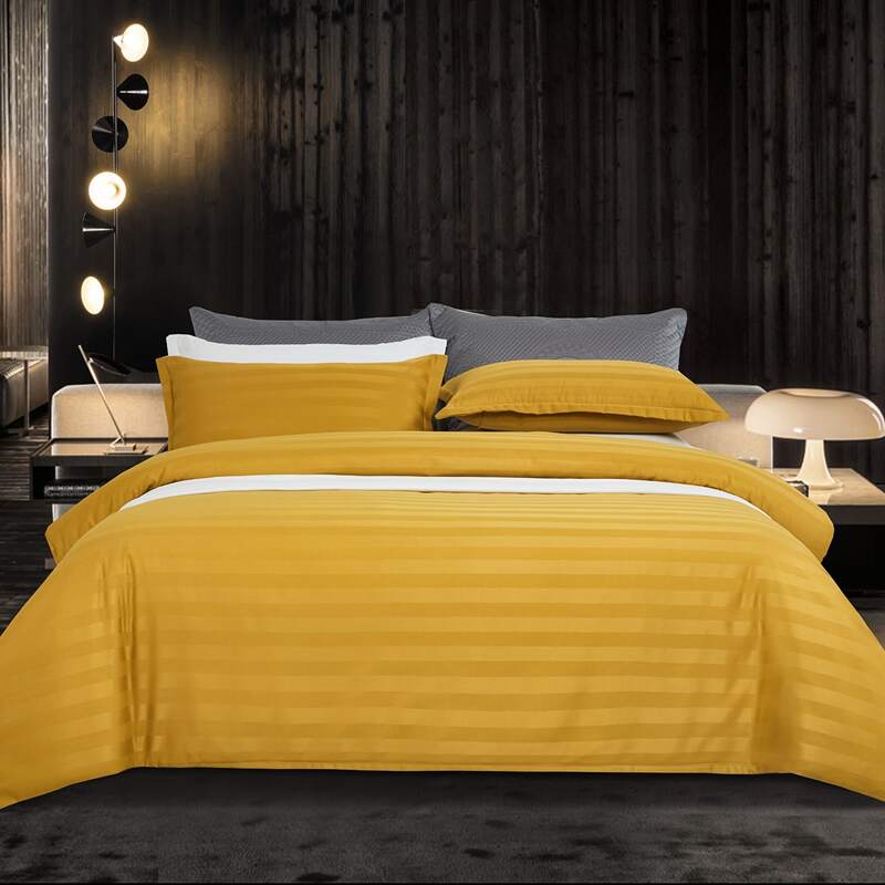 

Striped Pattern Duvet Cover Set Without Filler, Mustard yellow