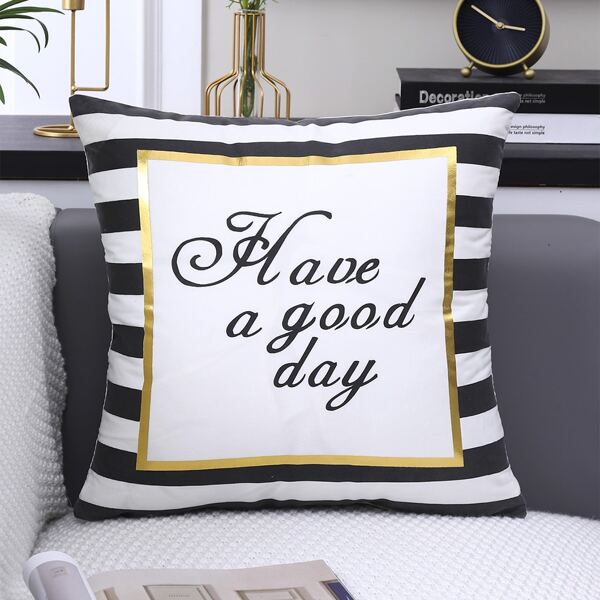 

Slogan Graphic Cushion Cover Without Filler, Multicolor