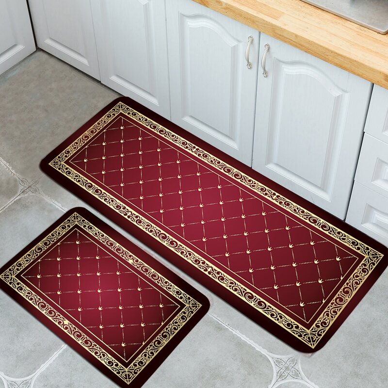 

1pc Plaid Pattern Floor Mat, Red