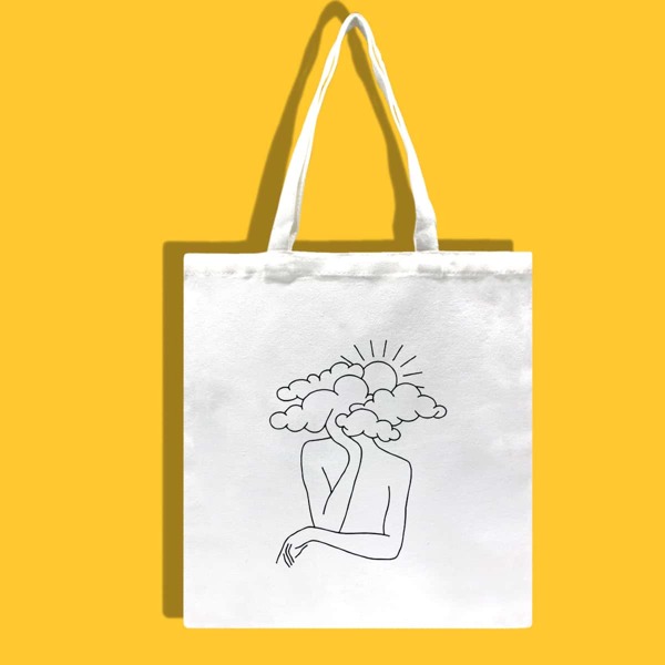 

Figure Graphic Shopper Bag, White