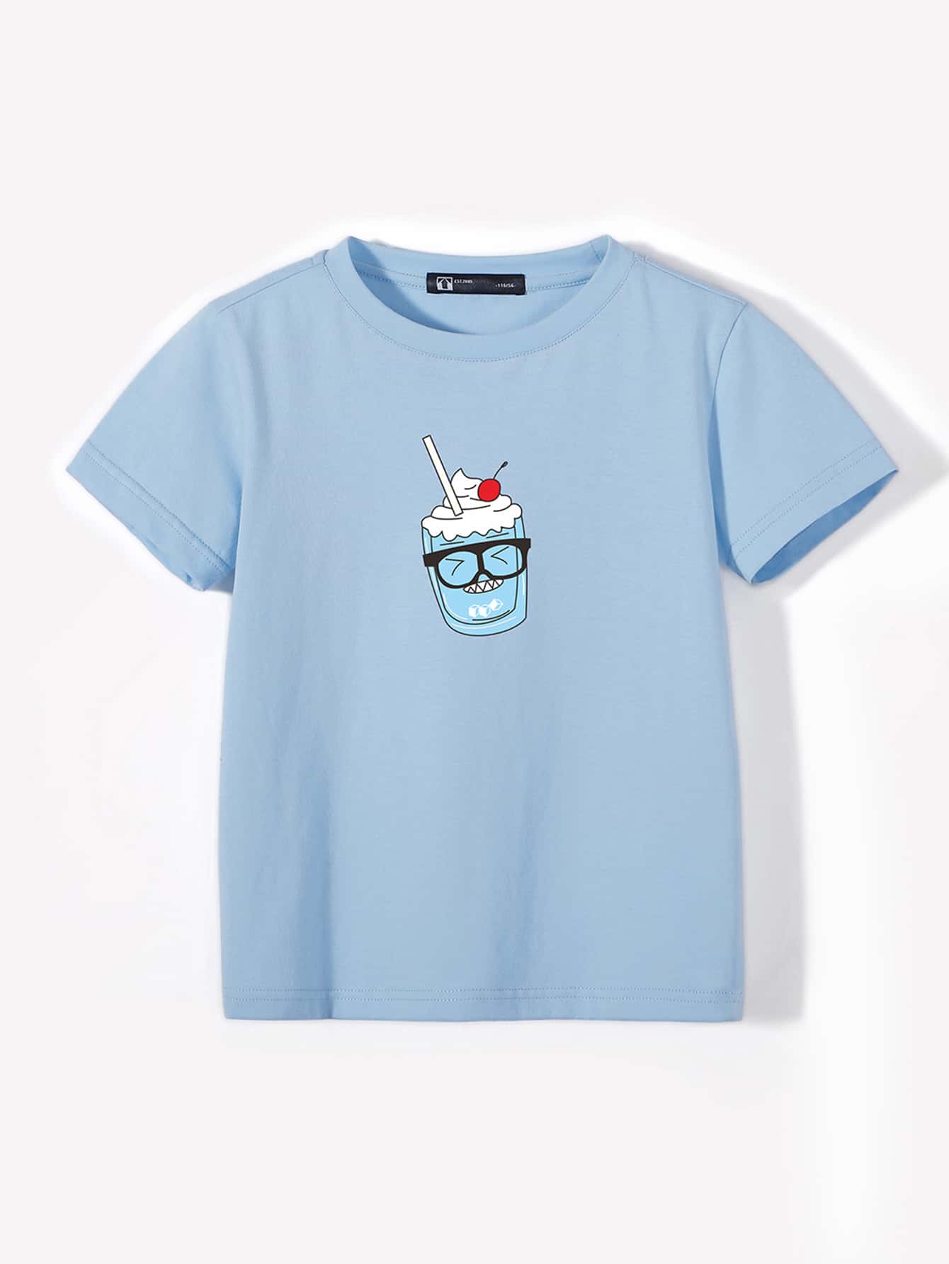Camiseta con estampado de dibujos animados - Celeste - Ver 1