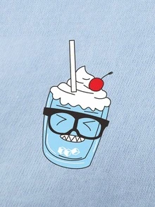 Camiseta con estampado de dibujos animados - Celeste - Ver 3