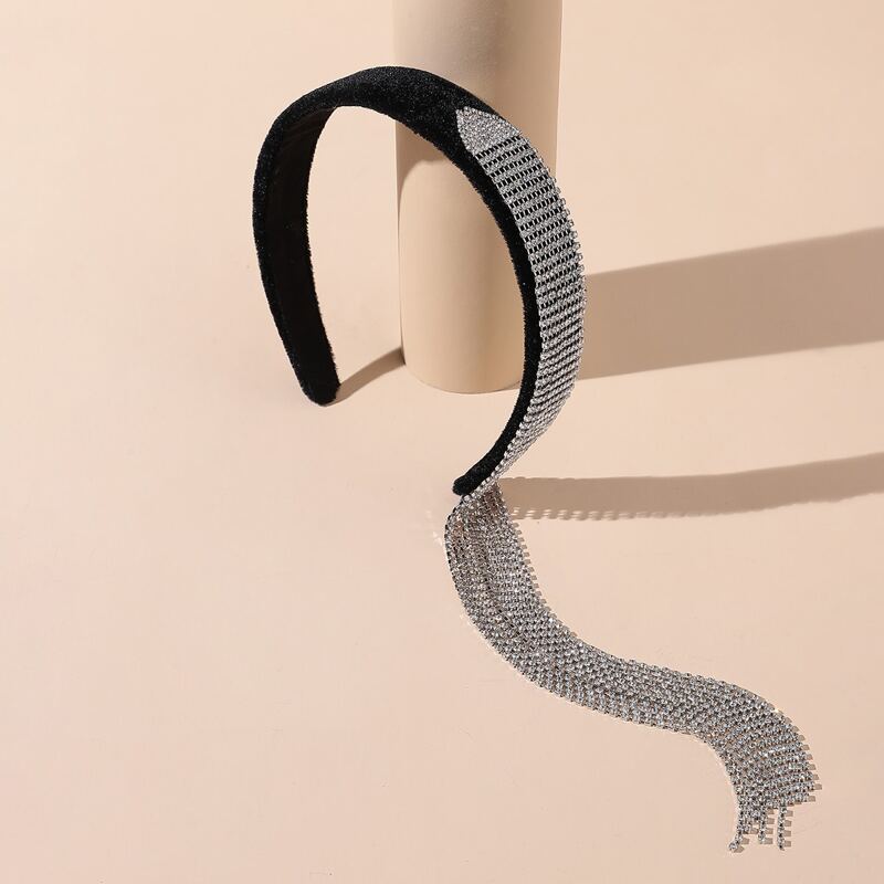 

Rhinestone Tassel Decor Hair Hoop, Black
