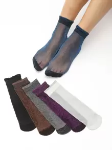 6 pares calcetines de tripulación transparentes