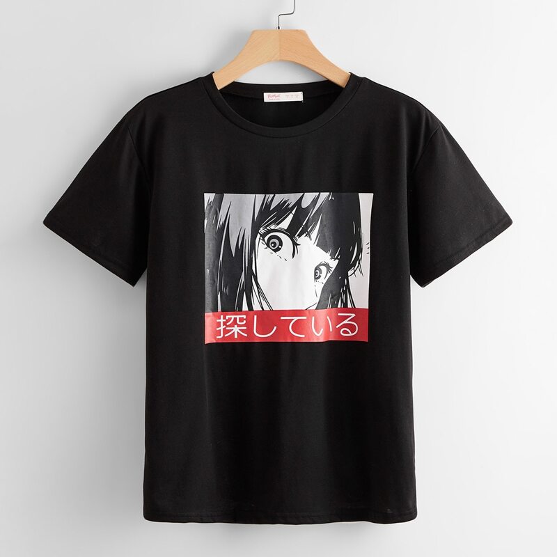 

Comics & Letter Graphic Tee, Black