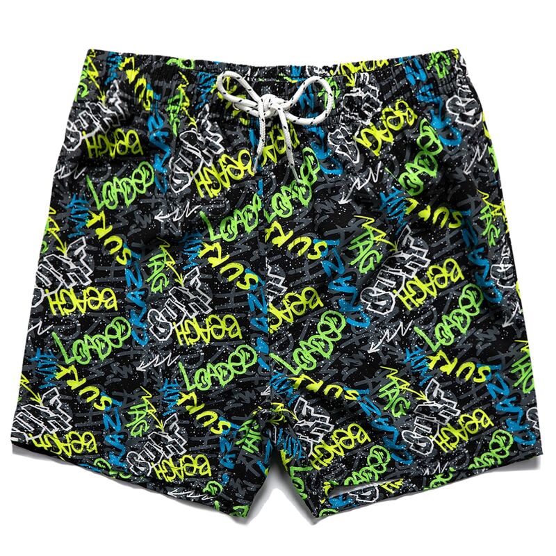 

Guys All Over Letter Print Drawstring Shorts, Multicolor