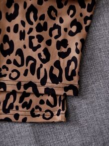 Cute Women's Leopard Lip Print Top And Animal Print Pants Sleepwear Set - Multicolor - View 5