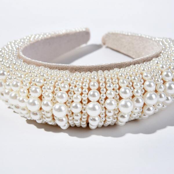 

Faux Pearl Decor Hair Hoop, White