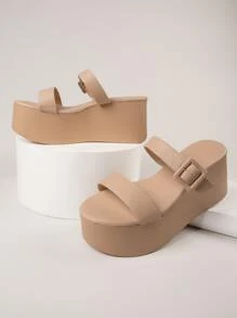 Giày nêm & Giày phẳng màu trơn Đúng mốt - Màu be - Xem 4