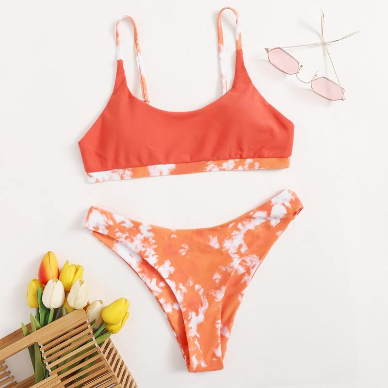 

Tie Dye High Cut Bikini Swimsuit, Multicolor
