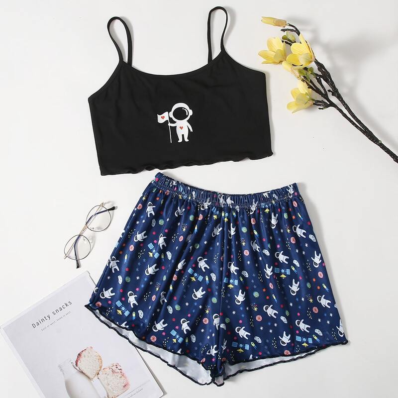 

Cartoon Graphic PJ Set, Multicolor