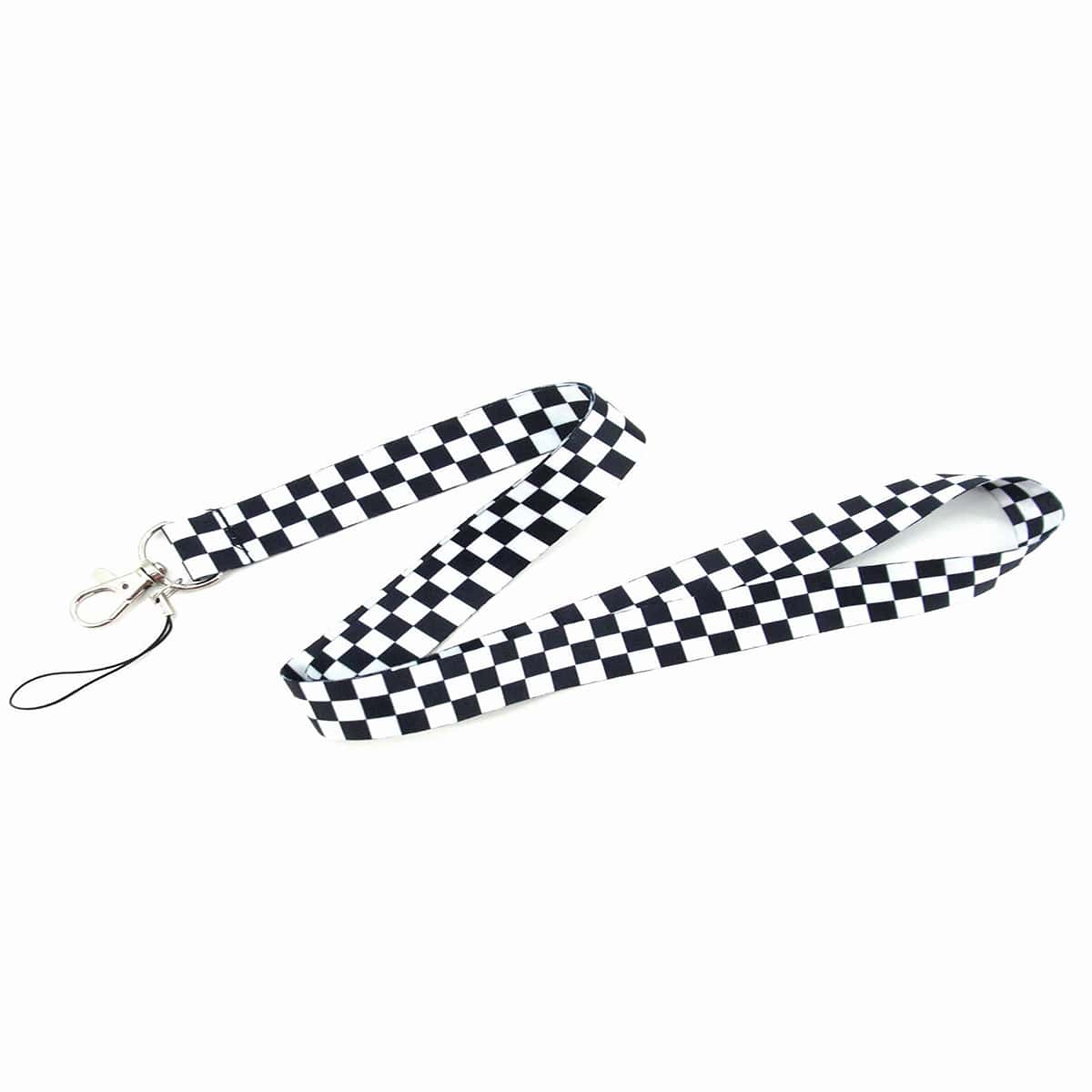 

Checked Phone Lanyard, Black and white