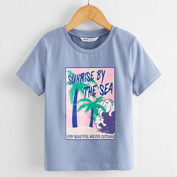 

Toddler Boys Letter Graphic Tee, Dusty blue