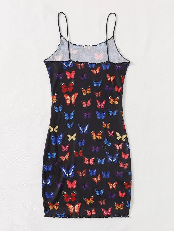 Our Lettuce Trim Allover Butterfly Bodycon Dress is such a vibe - ROMWE