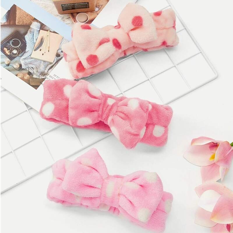 

1pc Polka Dot Bow Bath Headband, Multicolor