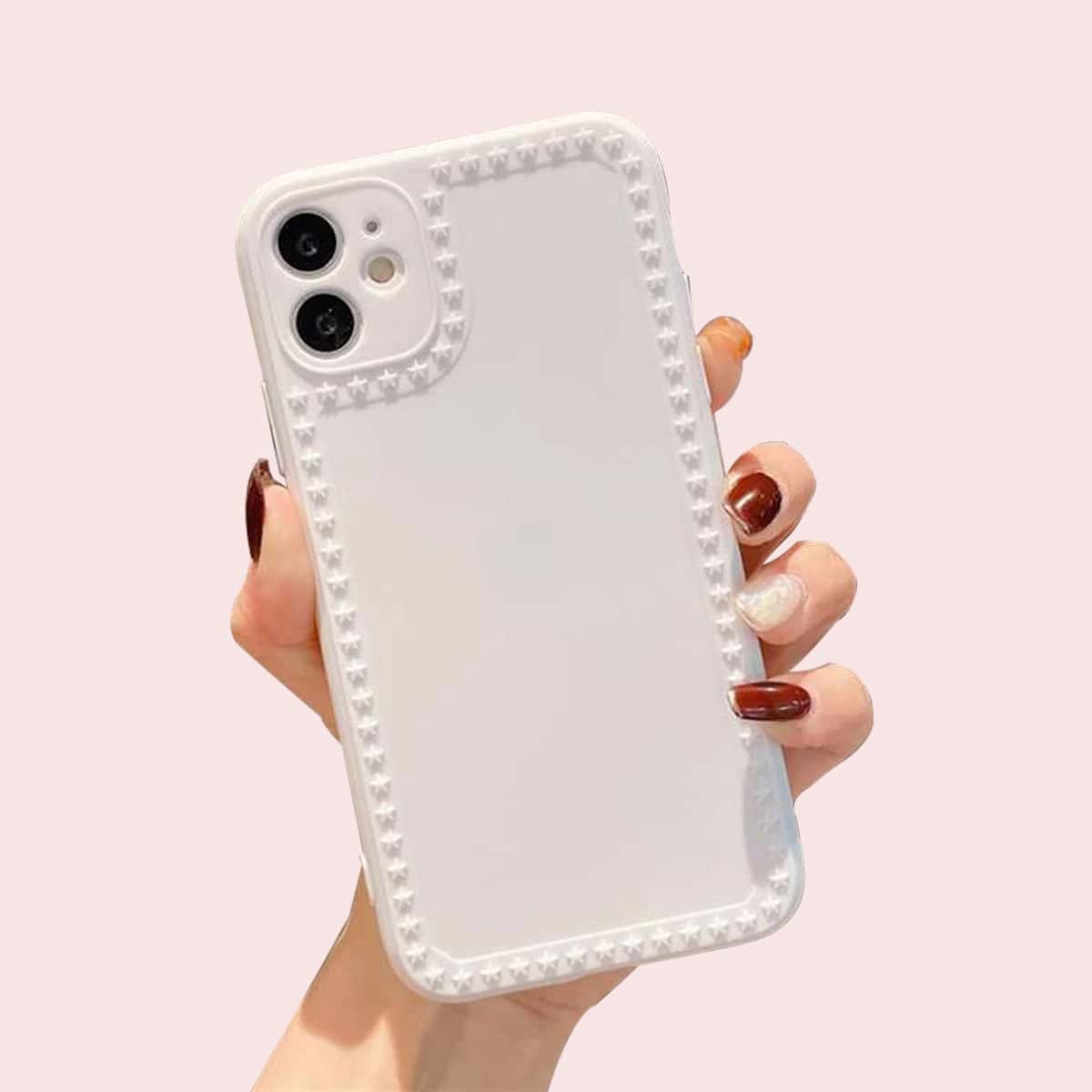 

Solid Star Decor iPhone Case, White