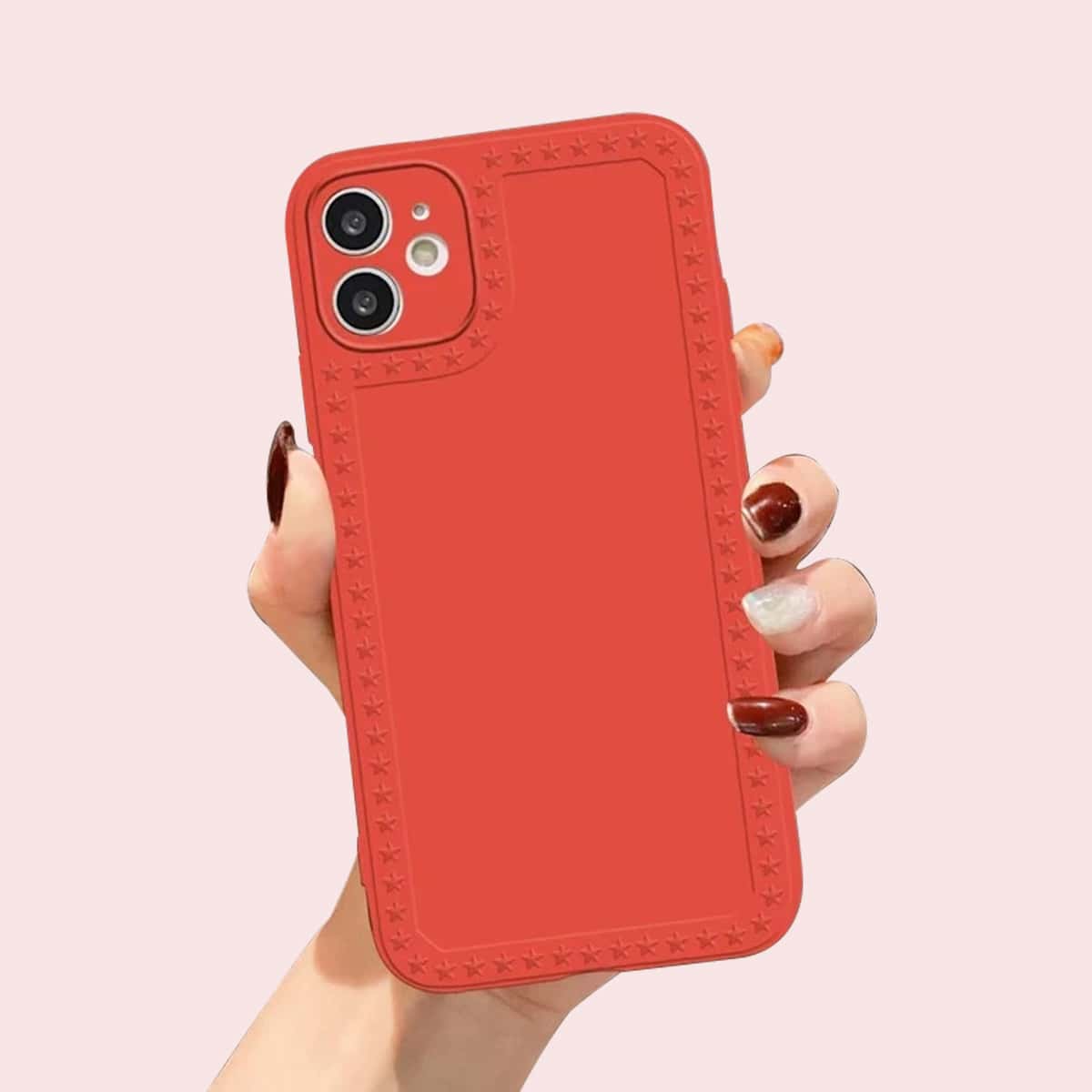

Solid Star Decor iPhone Case, Red