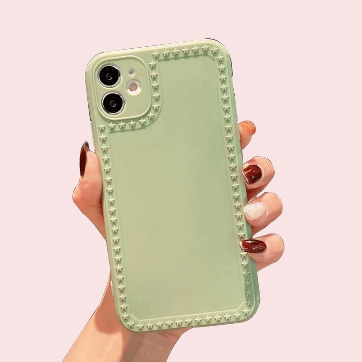 

Solid Star Decor iPhone Case, Green