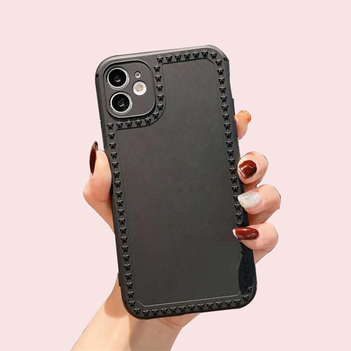 

Solid Star Decor iPhone Case, Black
