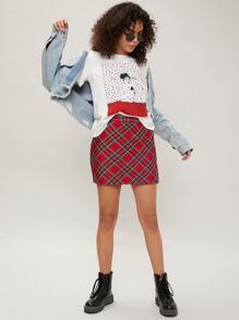 Sivan Karim Rolled Cuff Figure Graphic Tee - Red and White - View 4