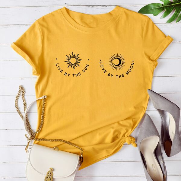 

Letter Graphic Short Sleeve Tee, Yellow