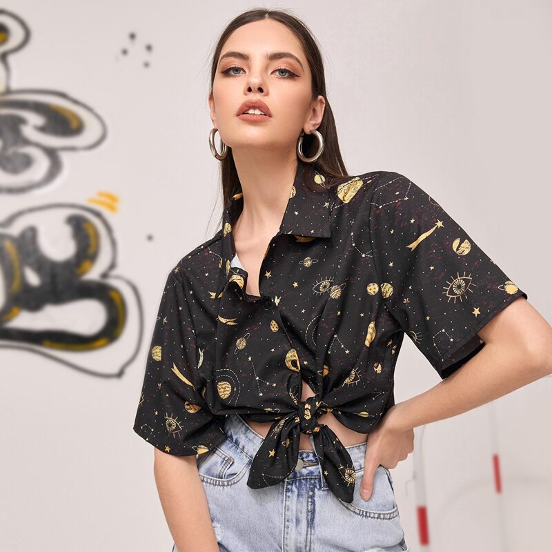 

Sun & Moon Graphic Shirt, Black