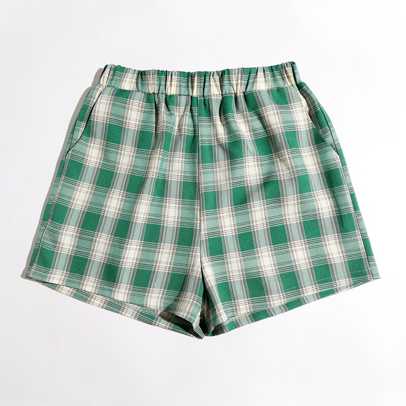

Plaid Print Shorts, Green