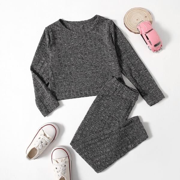 

Toddler Girls Rib-knit Tee & Leggings, Dark grey