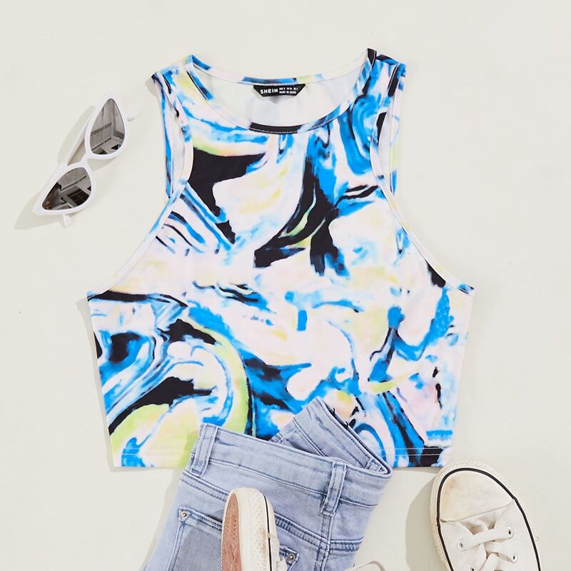 

All Over Print Crop Tank Top, Multicolor