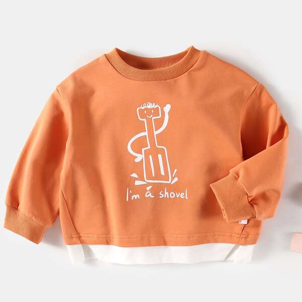 

Baby Boy Cartoon Graphic 2 In 1 Sweatshirt, Orange