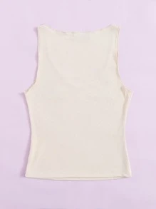 Chiquease 花卉刺繡羅紋針織背心上衣 - 米色 - 查看 2